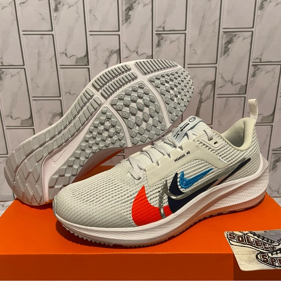 New Nike Air Zoom Pegasus 40 Premium White Blue Orange Red Running Shoes - Picture 4 of 13